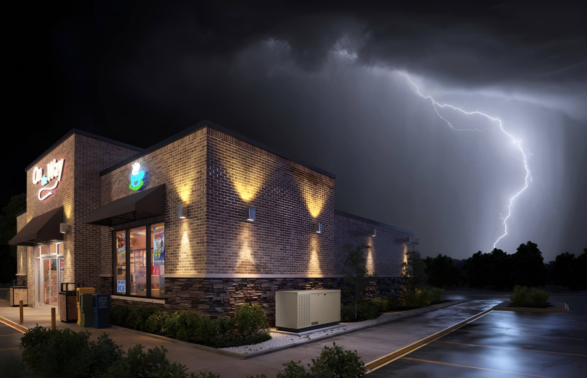 OnPoint Generators technician servicing a commercial backup generator on site